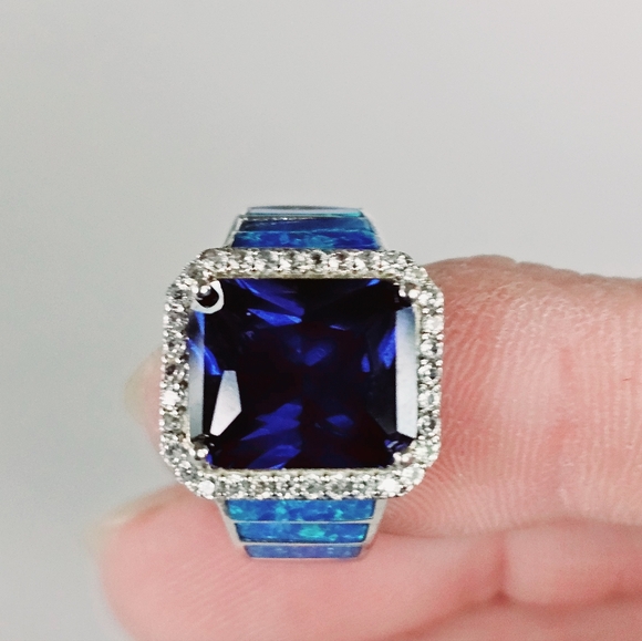 Blue Lab Created Spinel Rhodium Over Sterling Silver Ring. Sz 6! Final P… - Picture 7 of 7